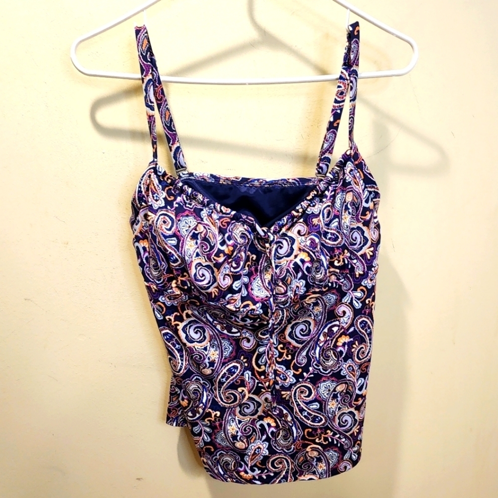 Lands' End Purple and Blue Sleeveless Pailey Bustier Tankini Top Size 10
